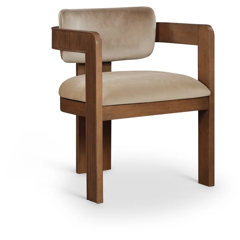 Upholstered dining arm chair set of two with teak wood frame Upholstered dining arm chair set of two with teak wood frame