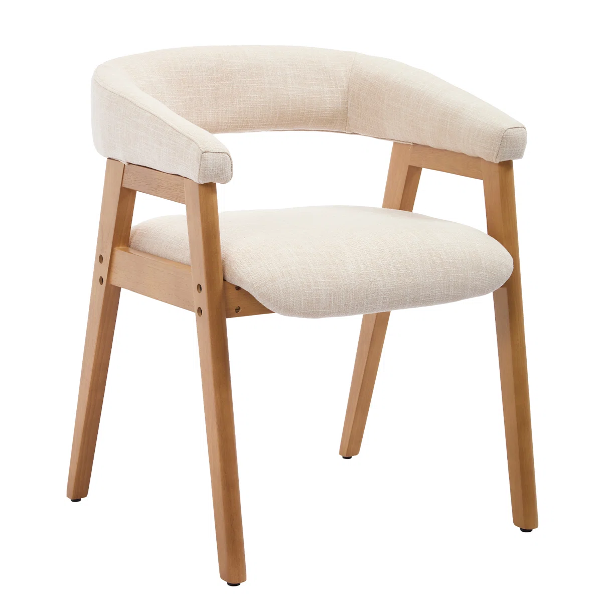 Modern dining chairs with curved backrest and upholstered seat