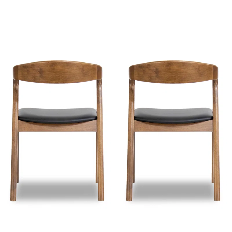 Dining chair teak wood brown finish mid century modern set of two Dining chair teak wood brown finish mid century modern set of two