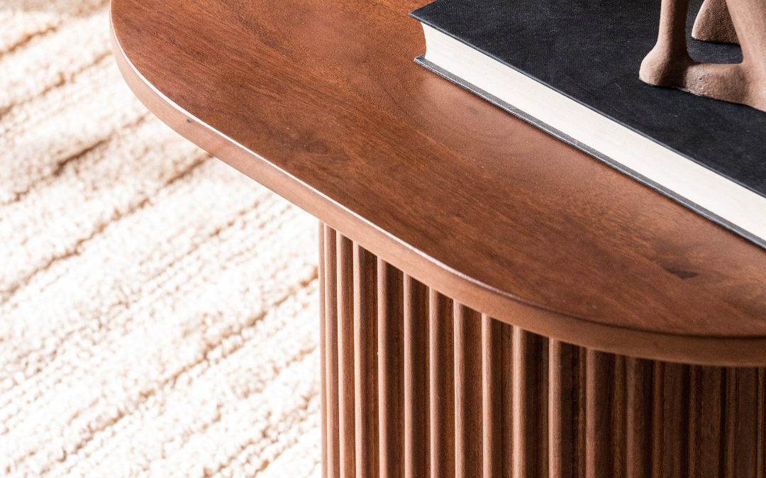 Side Table – Solid Wood Nightstand with Storage, Brown Finish