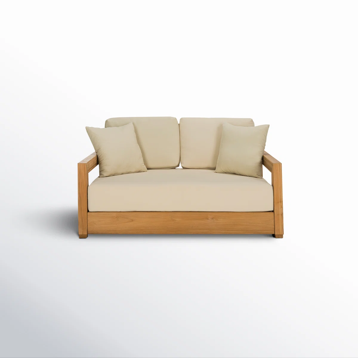 5 piece sofa set with teak wood frame and cotton canvas cushions