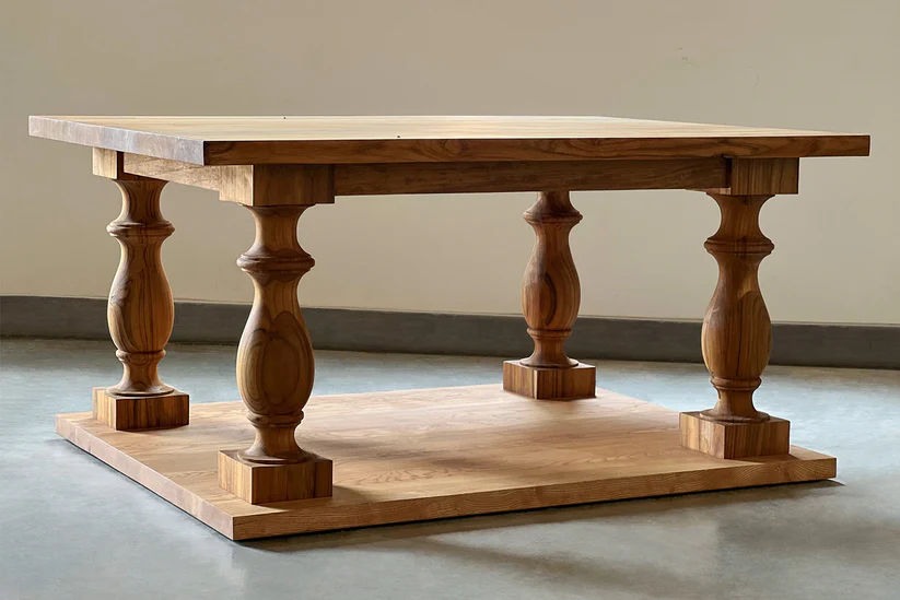 Natural antique coffee table in solid teak wood with natural brown finish Natural antique coffee table in solid teak wood with natural brown finish