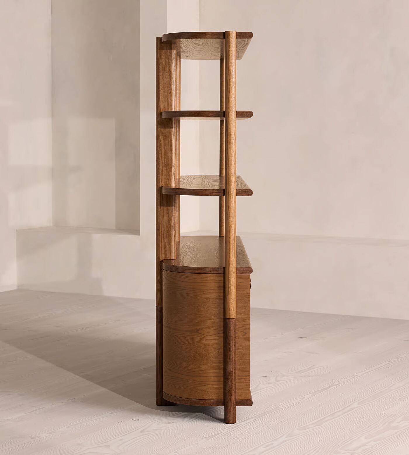 Cove Shelving Unit in solid teak wood with natural brown finish Cove Shelving Unit in solid teak wood with natural brown finish