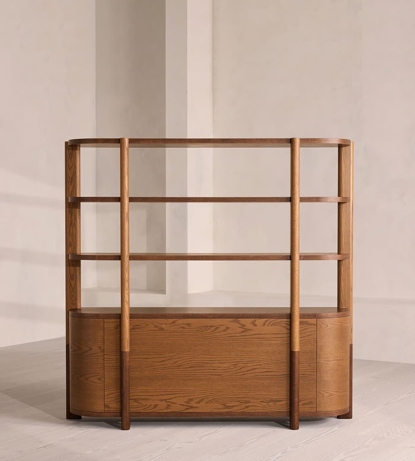 Cove Shelving Unit in solid teak wood with natural brown finish Cove Shelving Unit in solid teak wood with natural brown finish