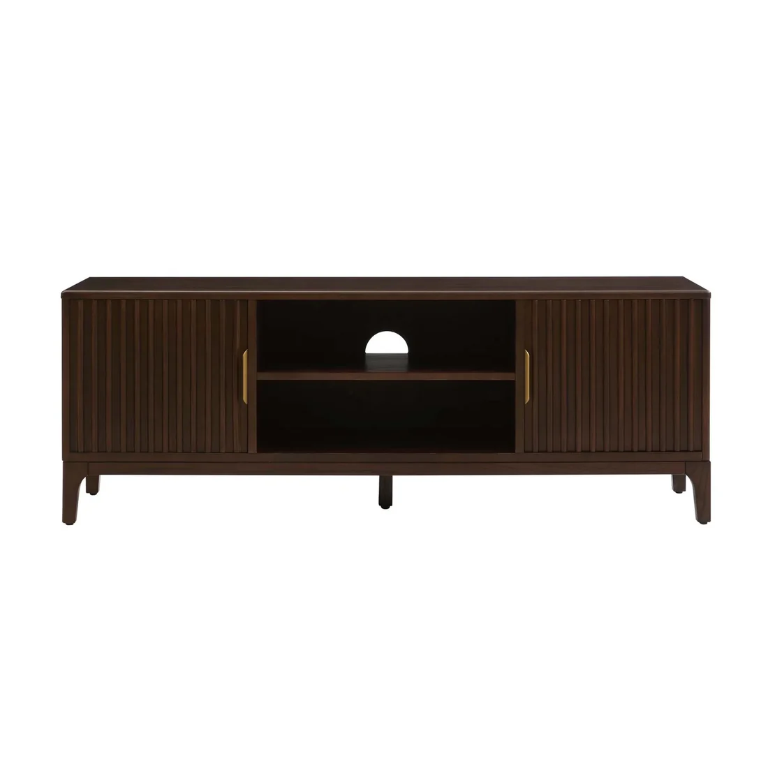 Aarav solid teak TV unit in natural brown finish