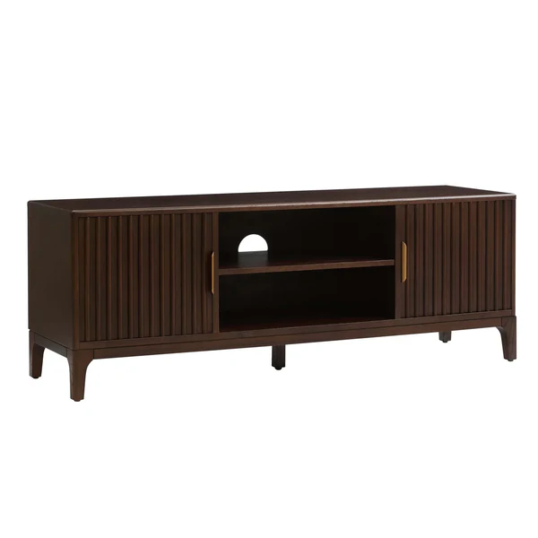 Aarav solid teak TV unit in natural brown finish