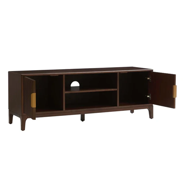 Aarav solid teak TV unit in natural brown finish