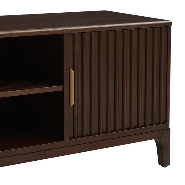 Aarav solid teak TV unit in natural brown finish