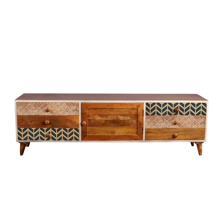 solid wood TV unit in teak wood with natural finish solid wood TV unit in teak wood with natural finish