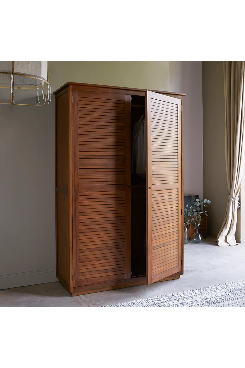 solid teak wardrobe in natural brown finish solid teak wardrobe in natural brown finish
