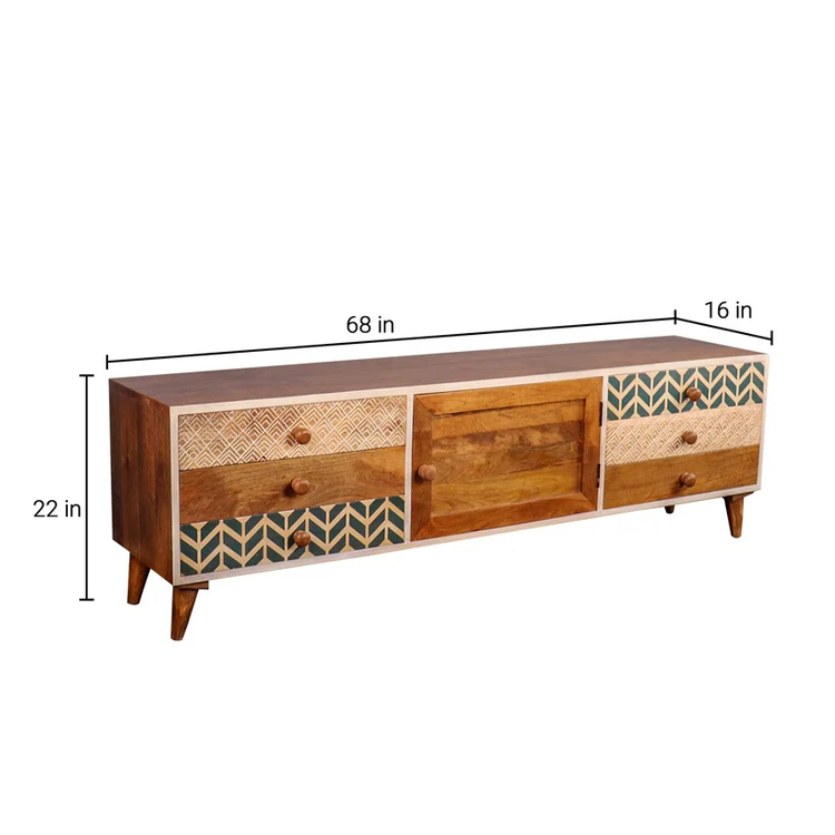 solid wood TV unit in teak wood with natural finish solid wood TV unit in teak wood with natural finish