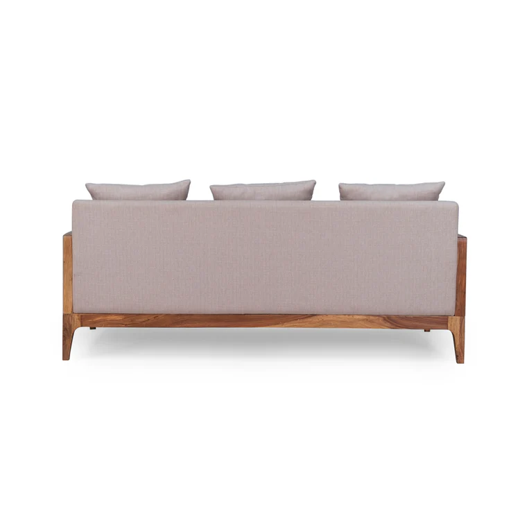 Rattan sofa 3 seater with light brown textured upholstery