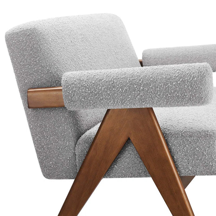 Wooden loveseat in solid teak wood with natural brown finish Wooden loveseat in solid teak wood with natural brown finish