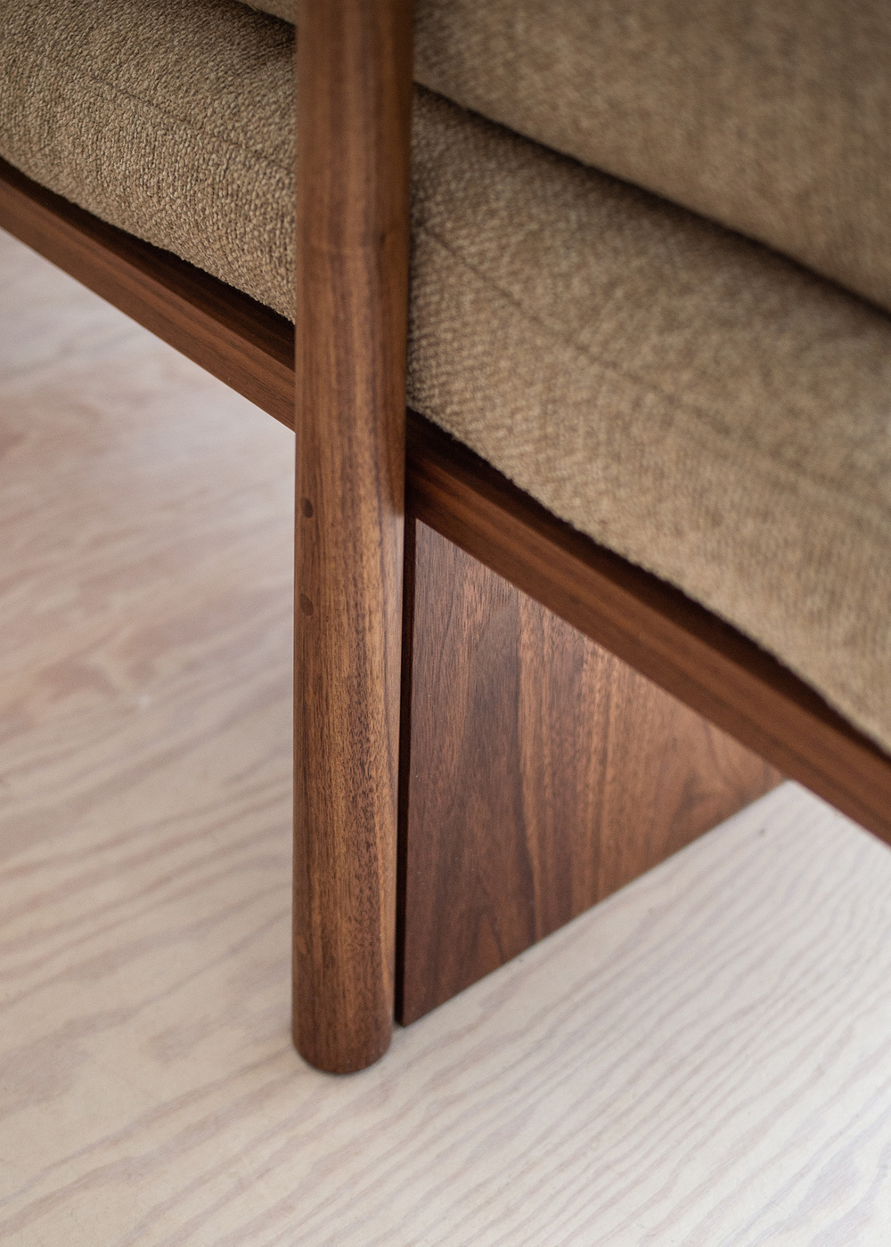 Orion armless teak sofa 3 seater with natural brown finish