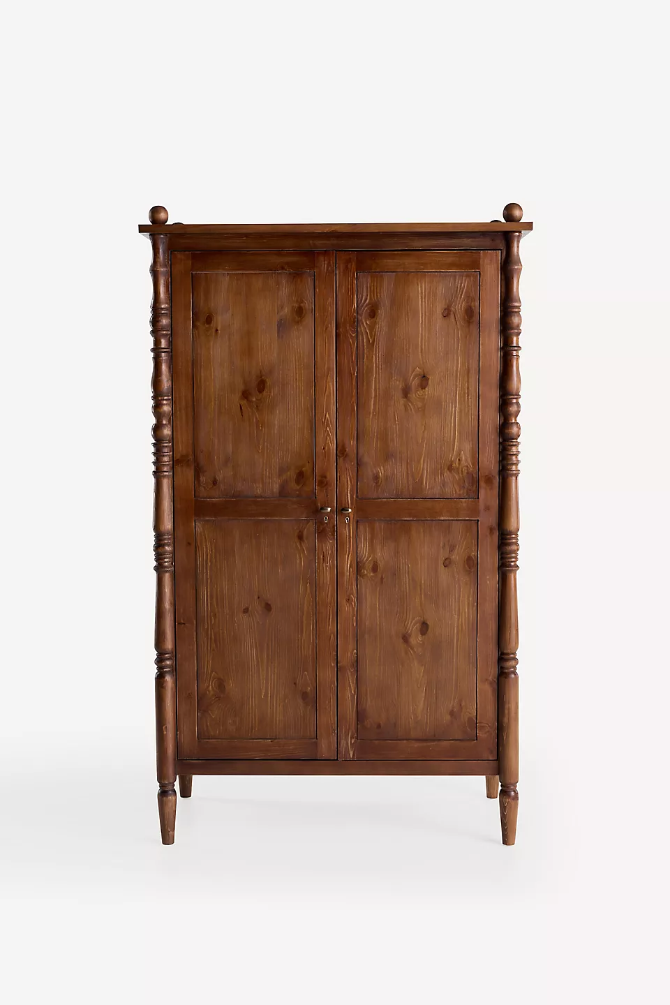 Traditional wardrobe in teak wood with natural brown finish