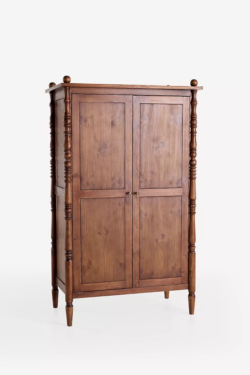 Traditional wardrobe in teak wood with natural brown finish