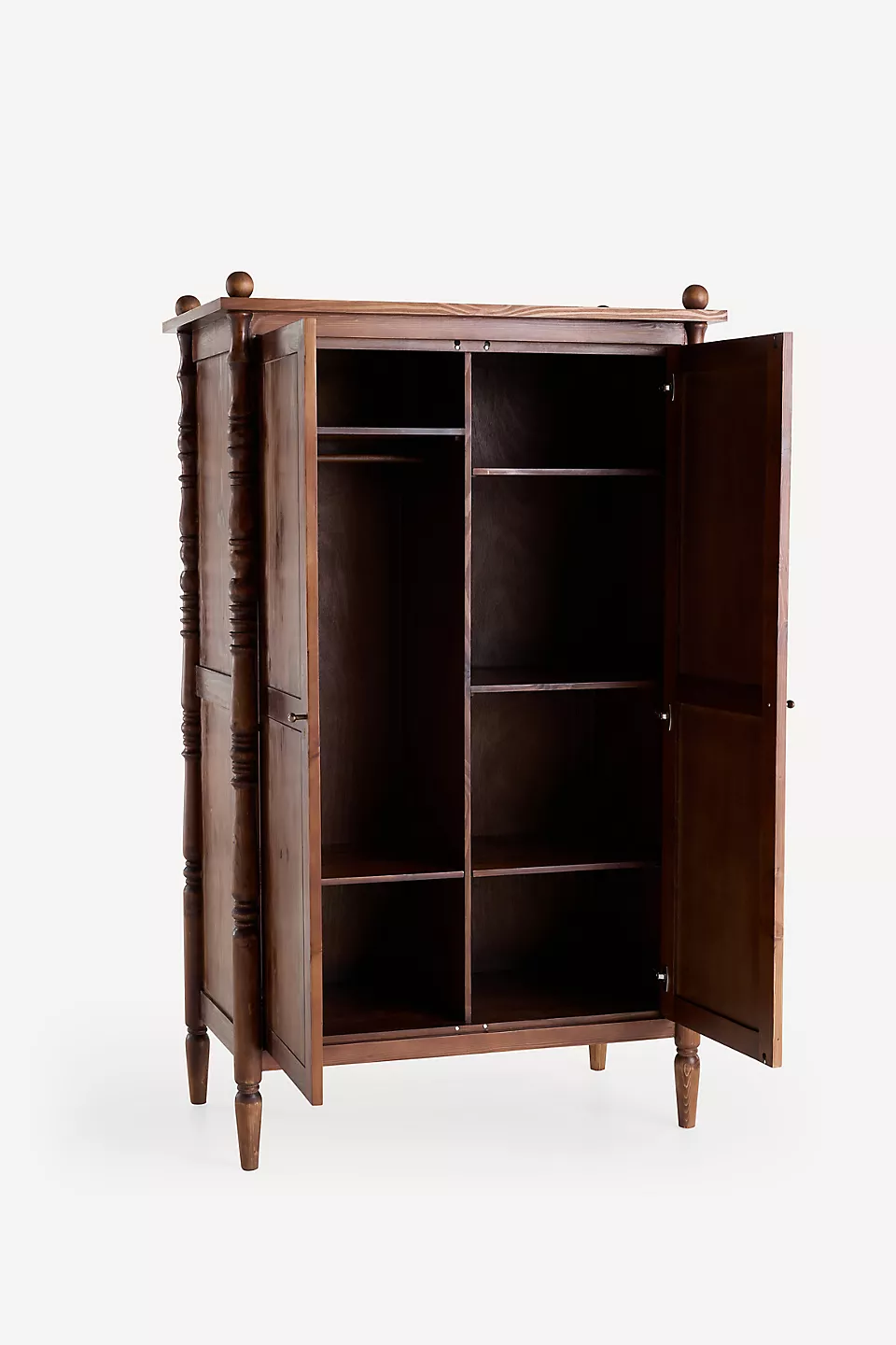 Traditional wardrobe in teak wood with natural brown finish