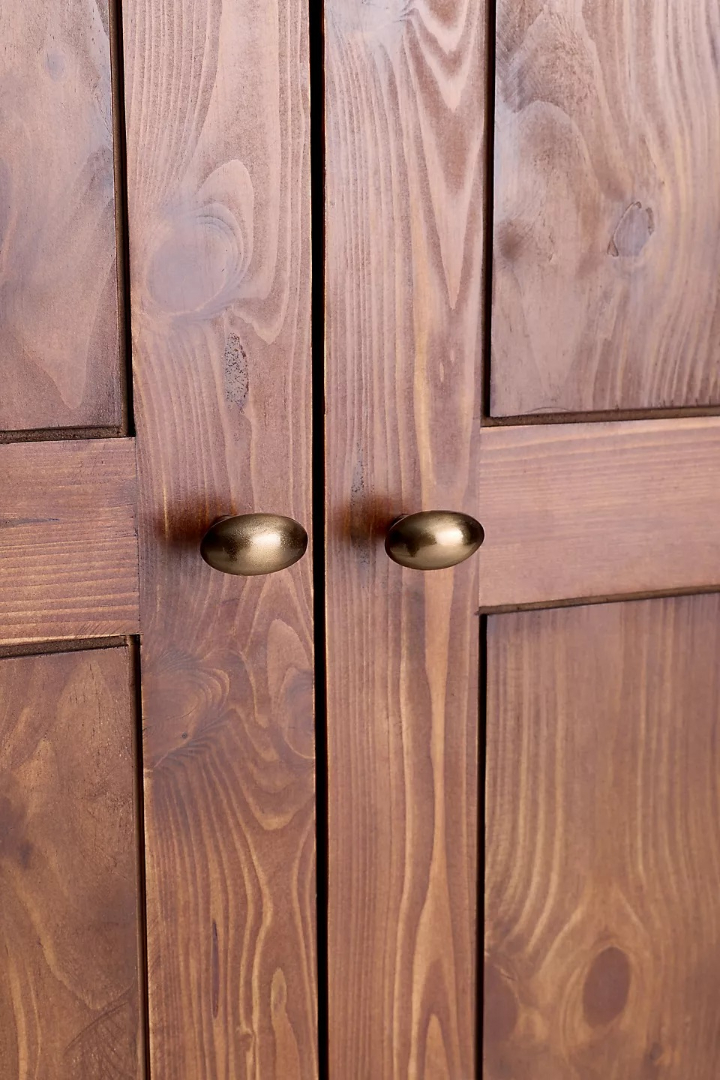 Traditional wardrobe in teak wood with natural brown finish