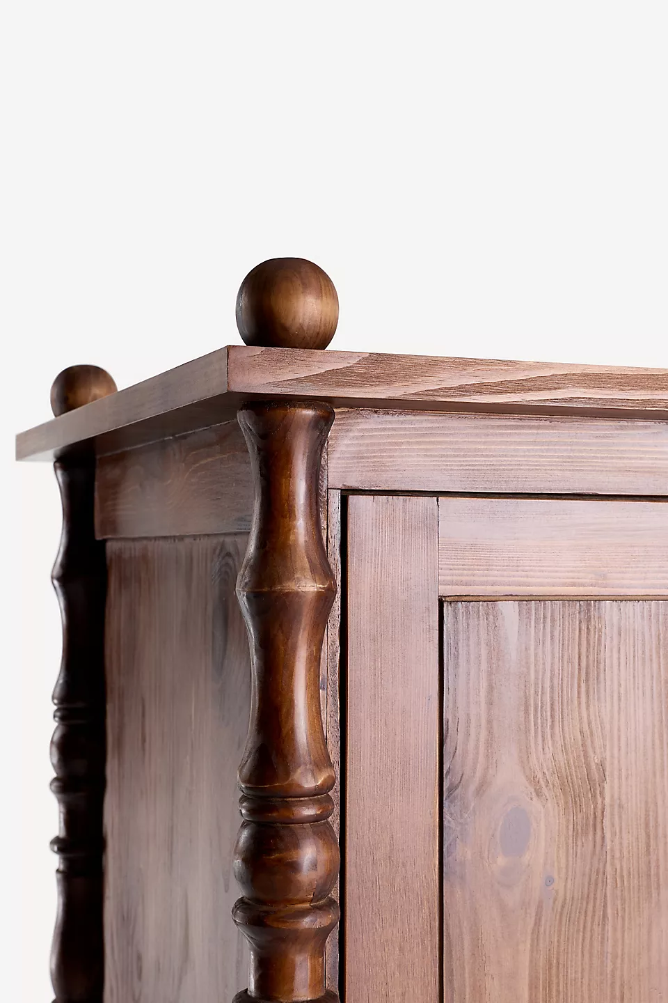 Traditional wardrobe in teak wood with natural brown finish