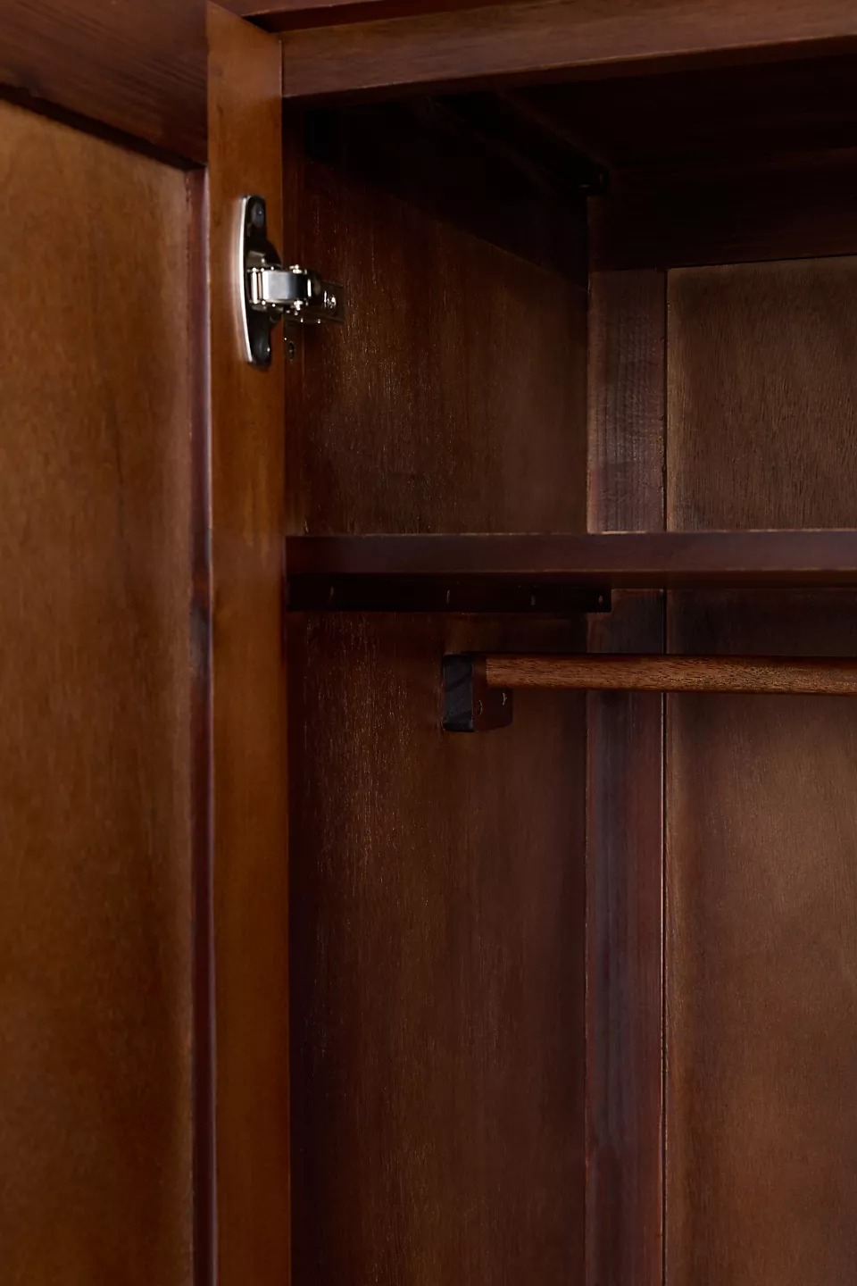 Traditional wardrobe in teak wood with natural brown finish