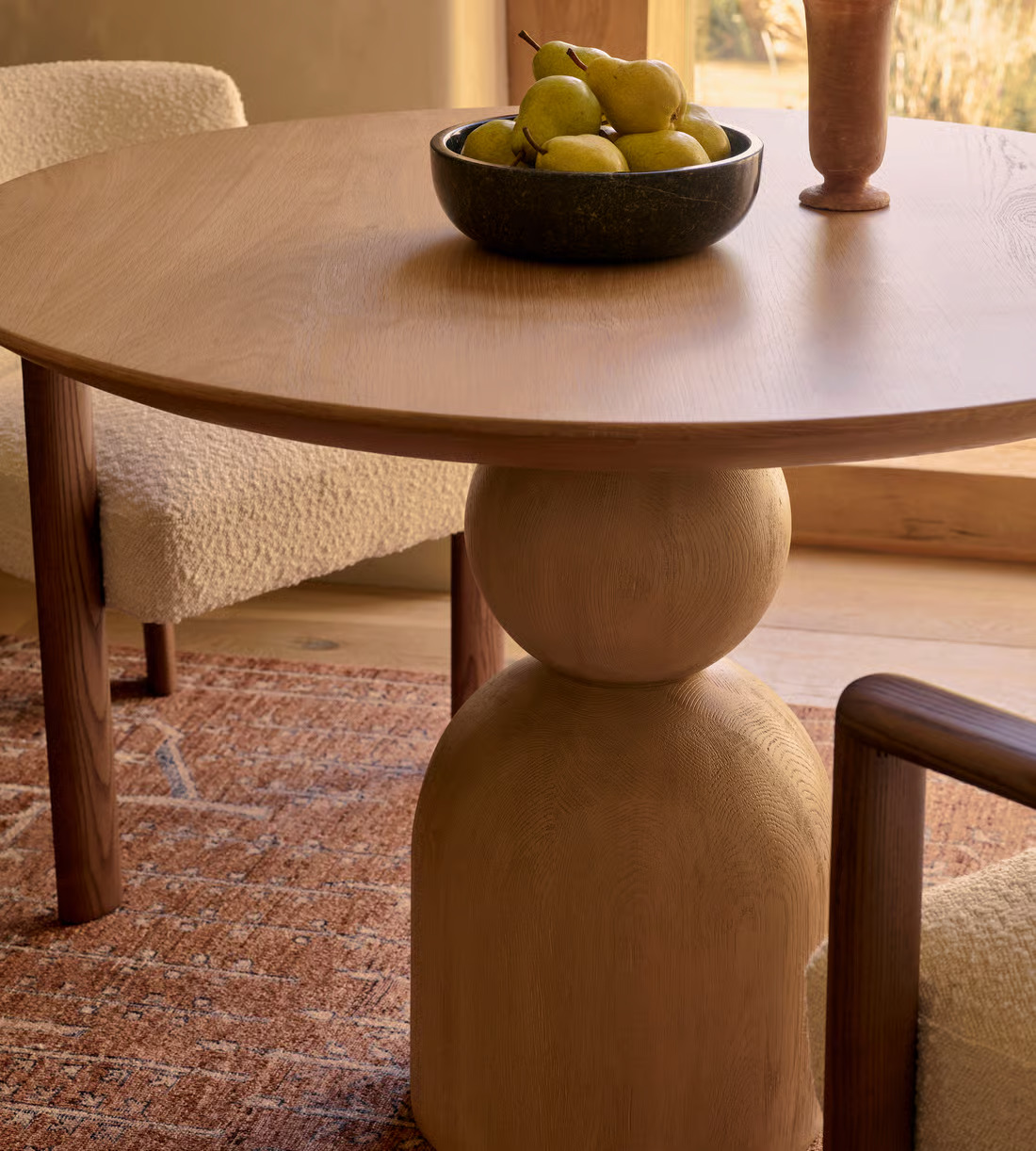 Dining room table in teak wood with natural finish