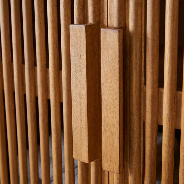 Wardrobe with drawer in teak wood with natural finish