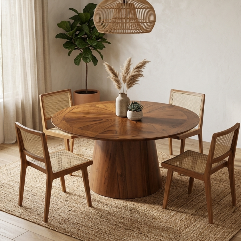 Teakwood dining table in natural finish