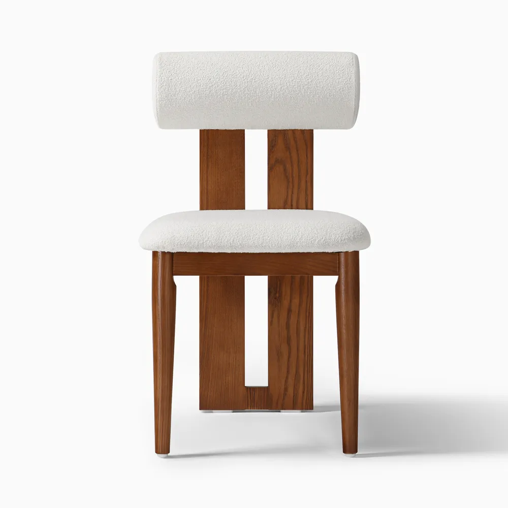 Sway dining chair in teak wood with natural brown finish