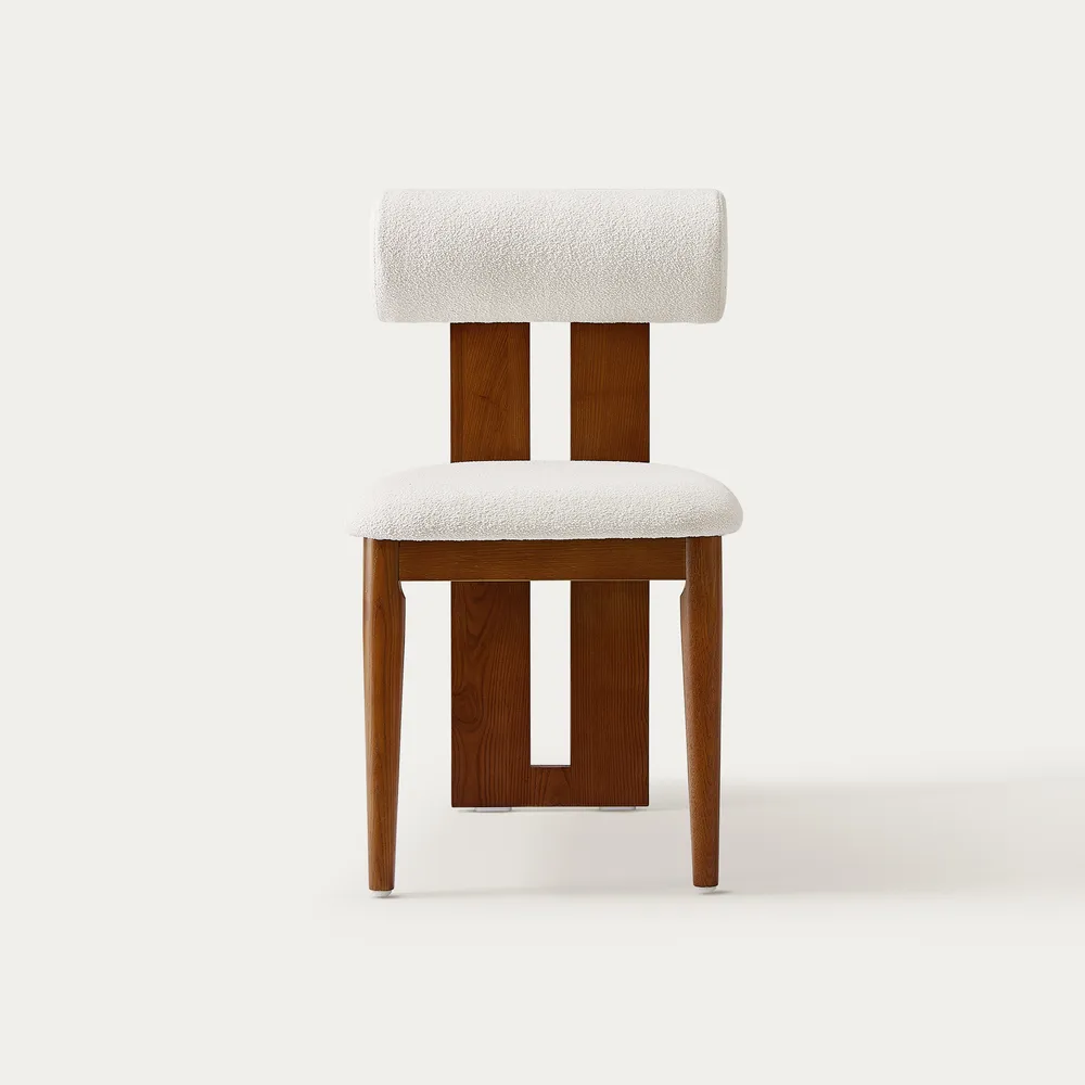Sway dining chair in teak wood with natural brown finish