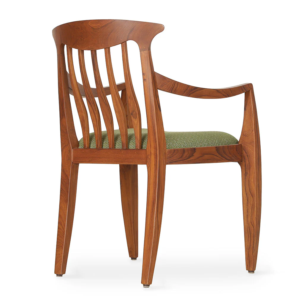 Vintage dining chair in teak wood with fabric upholstery