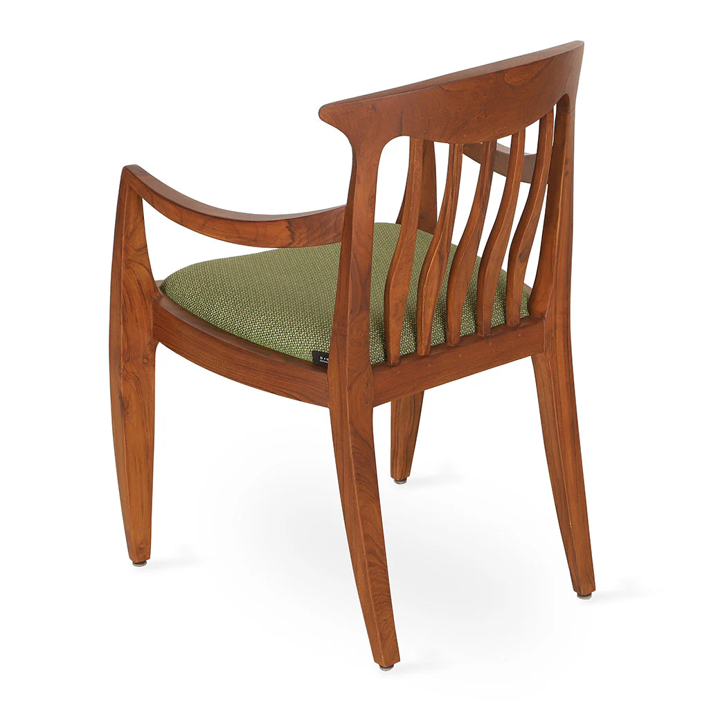 Vintage dining chair in teak wood with fabric upholstery