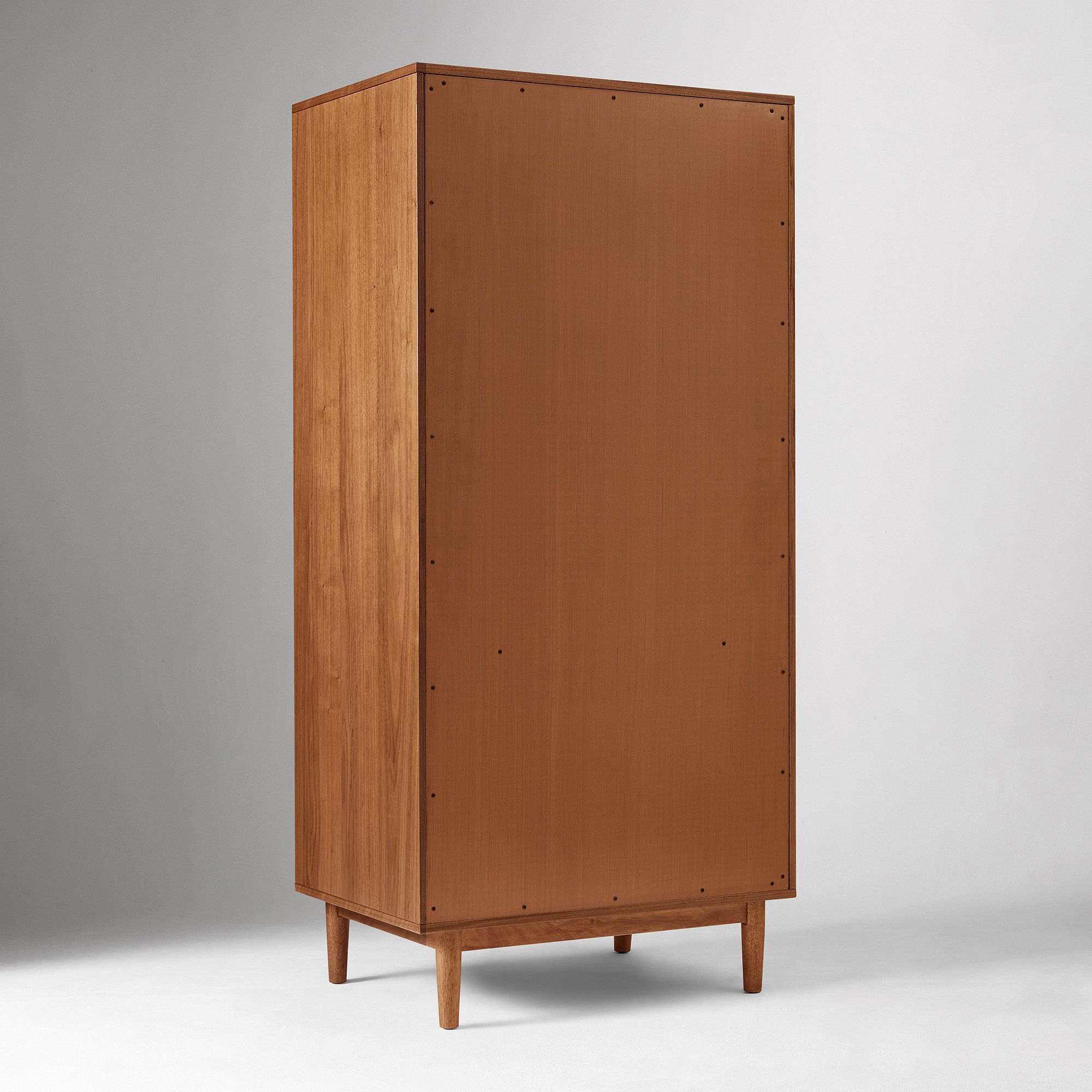 Two-tone wooden wardrobe in teak wood with walnut veneer