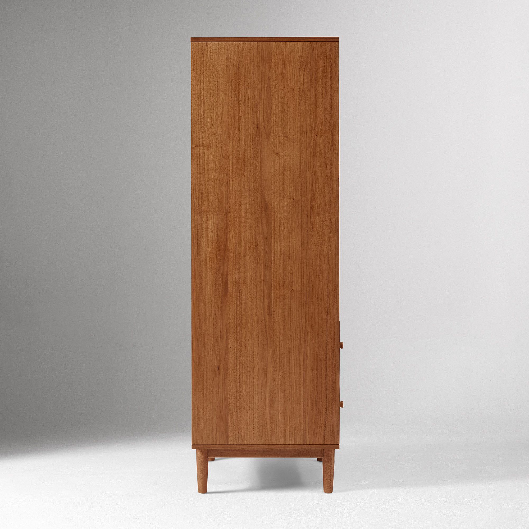 Two-tone wooden wardrobe in teak wood with walnut veneer