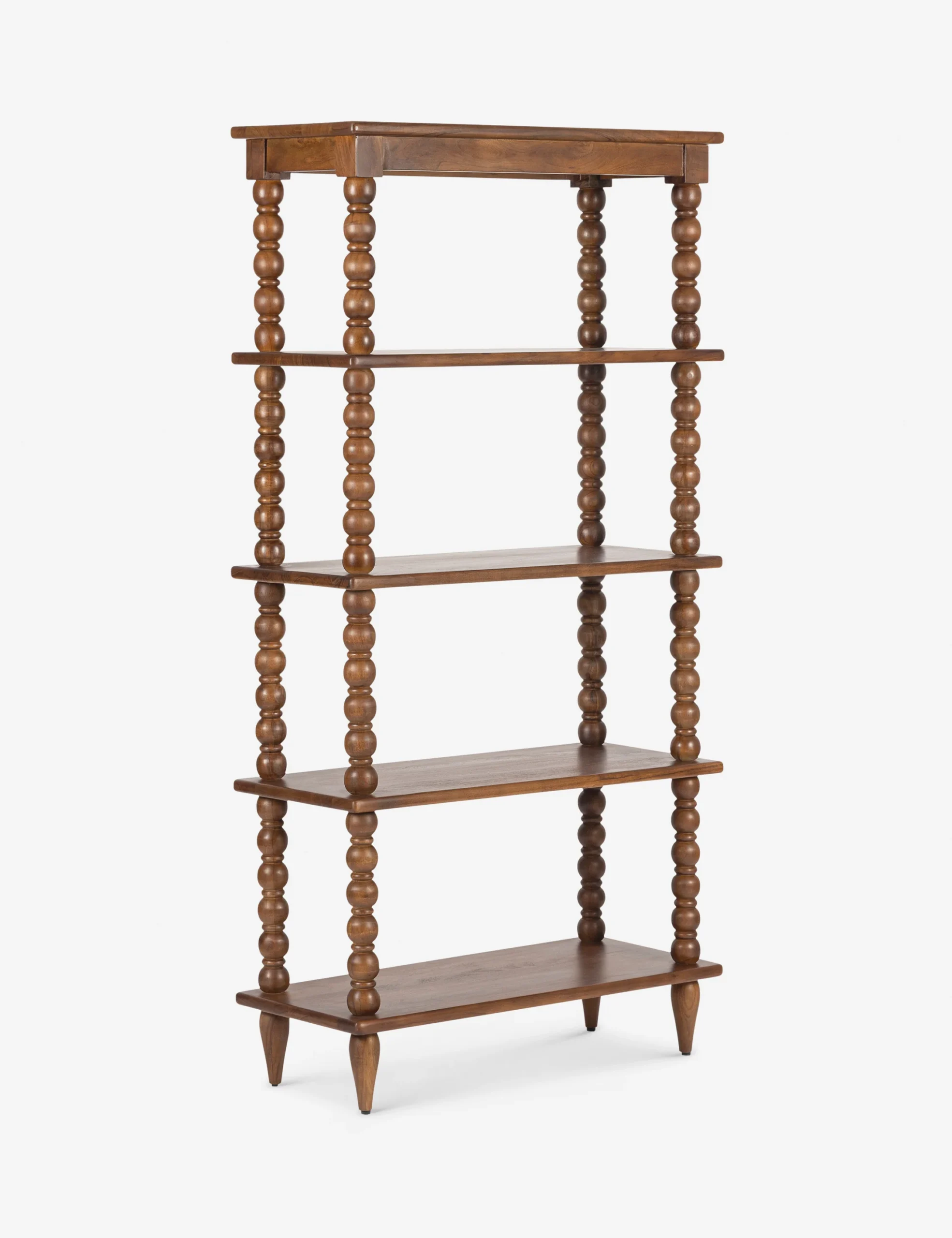 Folio bookshelf in teak wood with natural brown finish