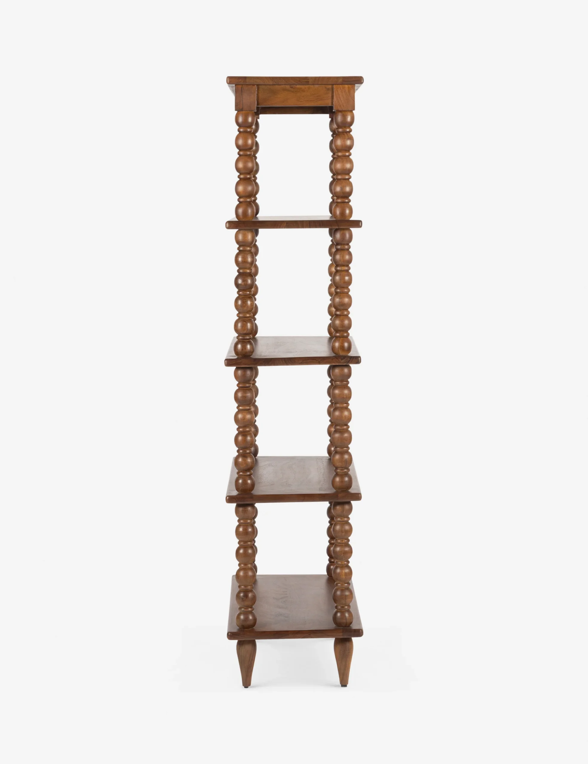 Folio bookshelf in teak wood with natural brown finish