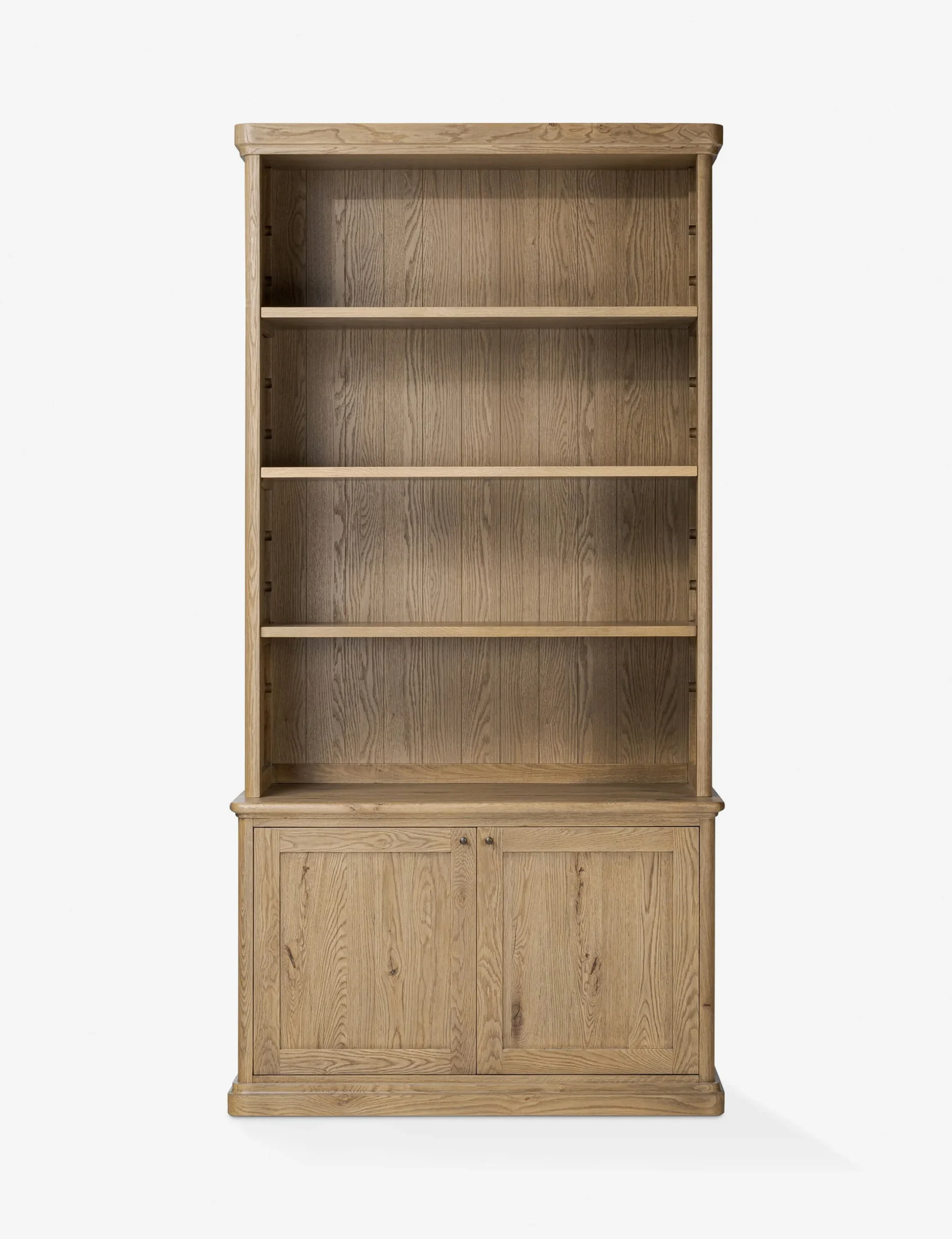 Portal bookshelf in teak wood with natural brown finish