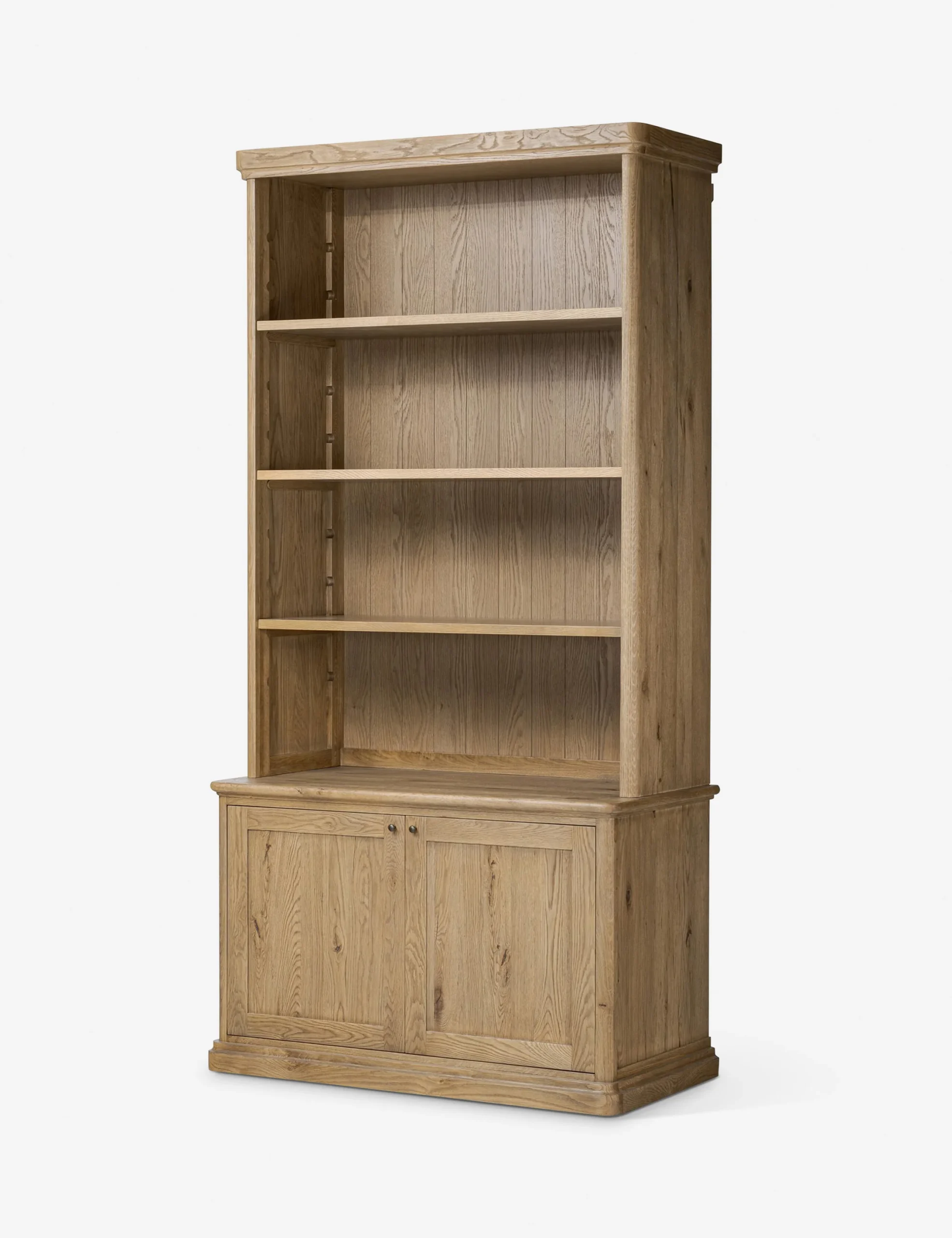 Portal bookshelf in teak wood with natural brown finish