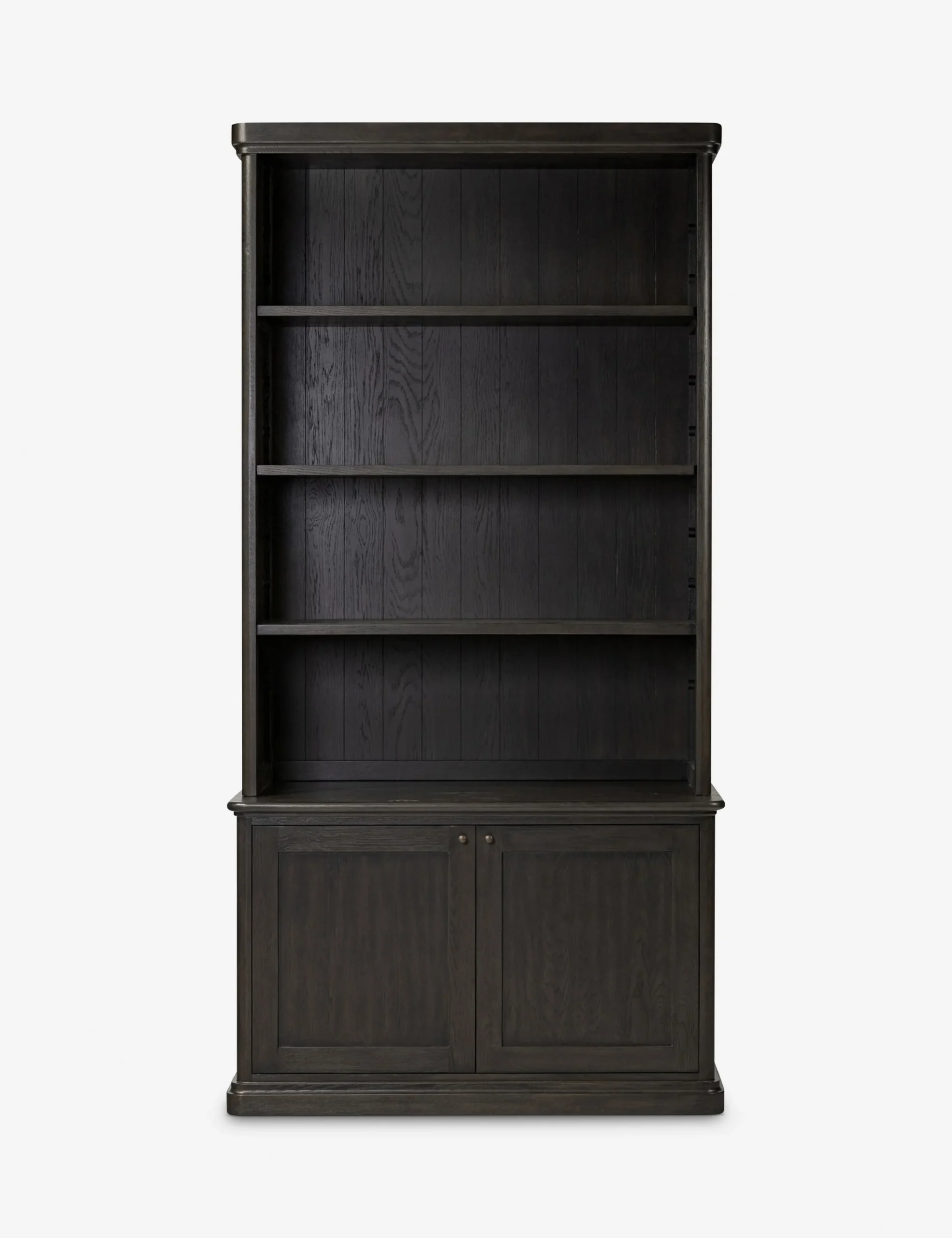 Portal bookshelf in teak wood with natural brown finish