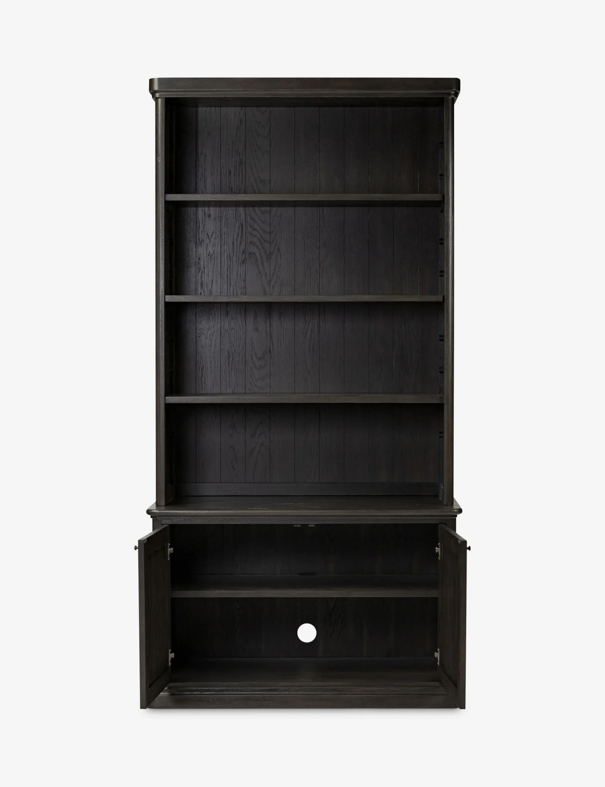 Portal bookshelf in teak wood with natural brown finish