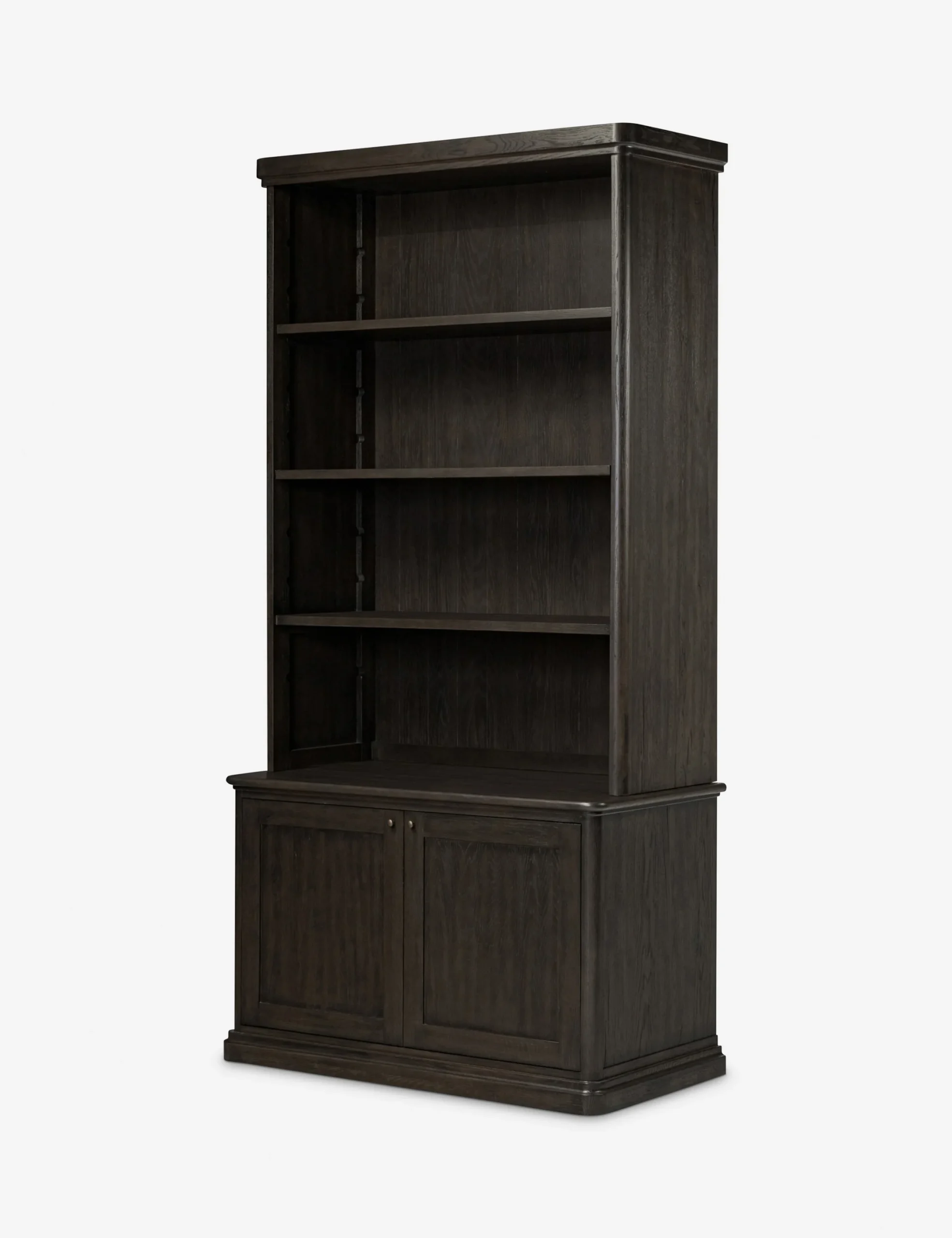 Portal bookshelf in teak wood with natural brown finish