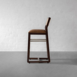 Rattan bar chair in teak wood with natural brown finish
