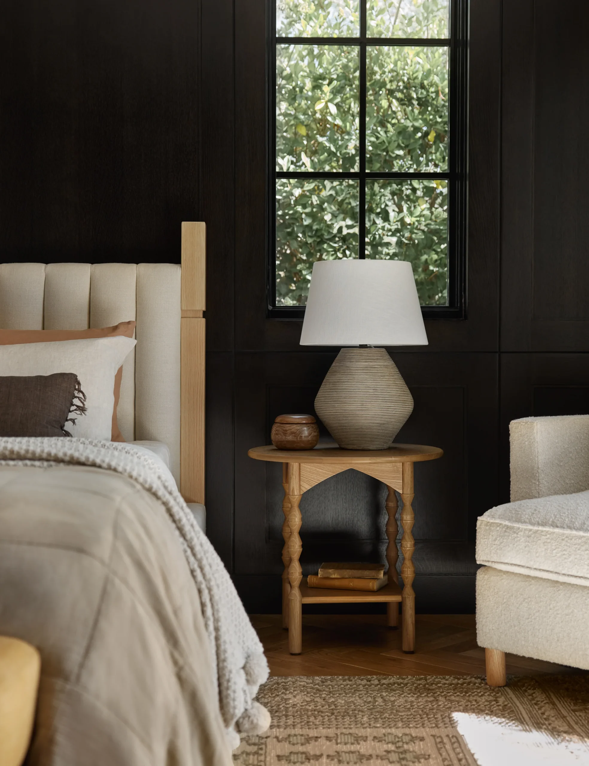 Nook side table in solid teak wood with natural finish