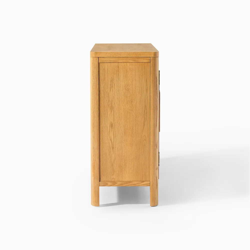 Rattan shoe storage in teak wood with natural finish Rattan shoe storage in teak wood with natural finish