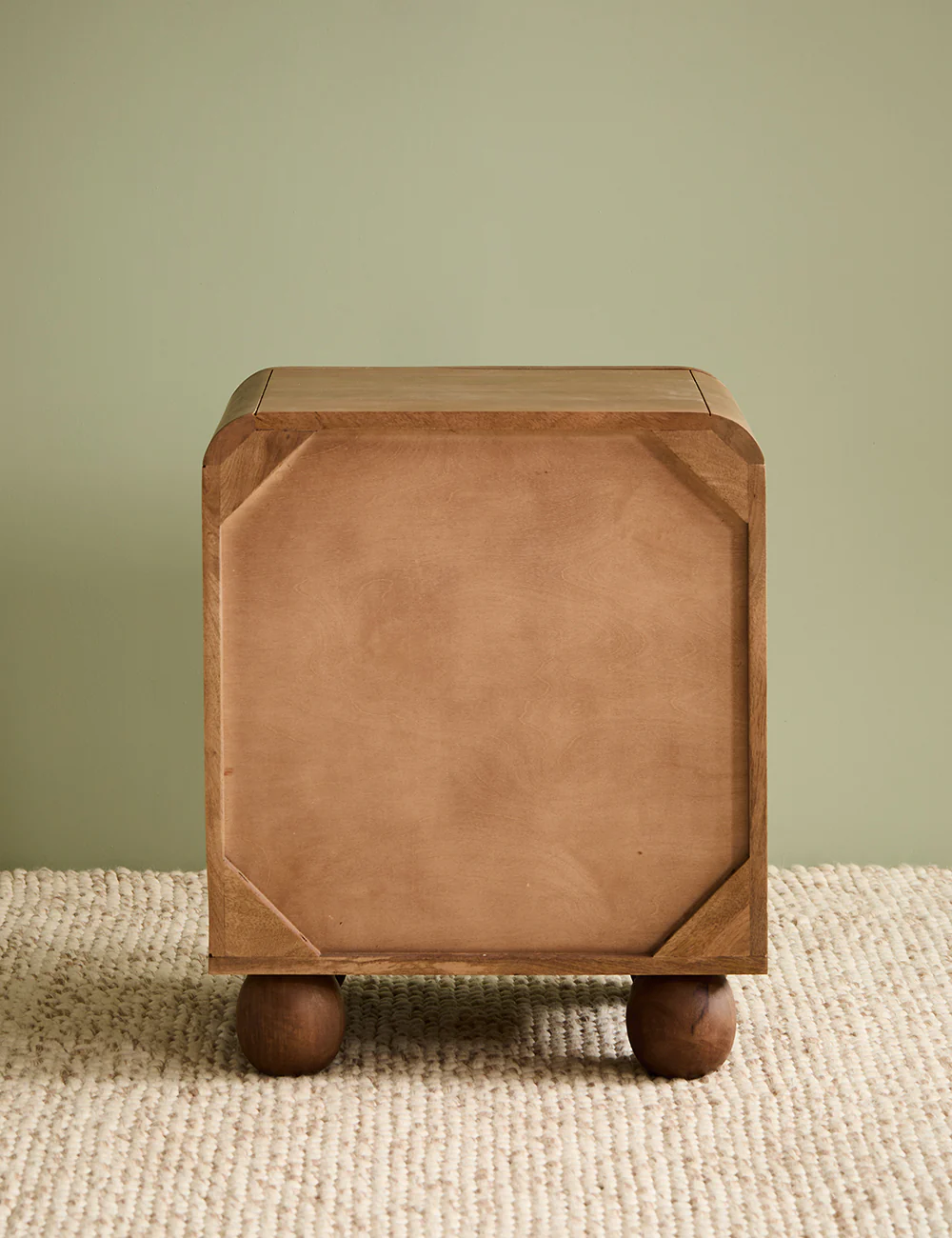 Cove side table in teak wood with woven rattan front