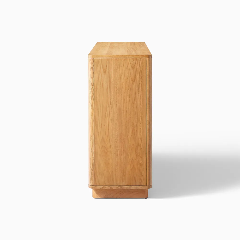 Wooden shoe storage in teak wood with upholstered top