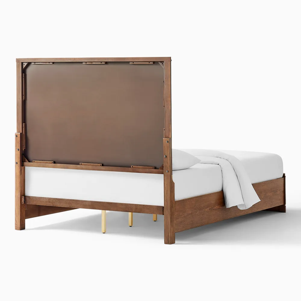 Eros wooden bed in teak wood with natural brown finish