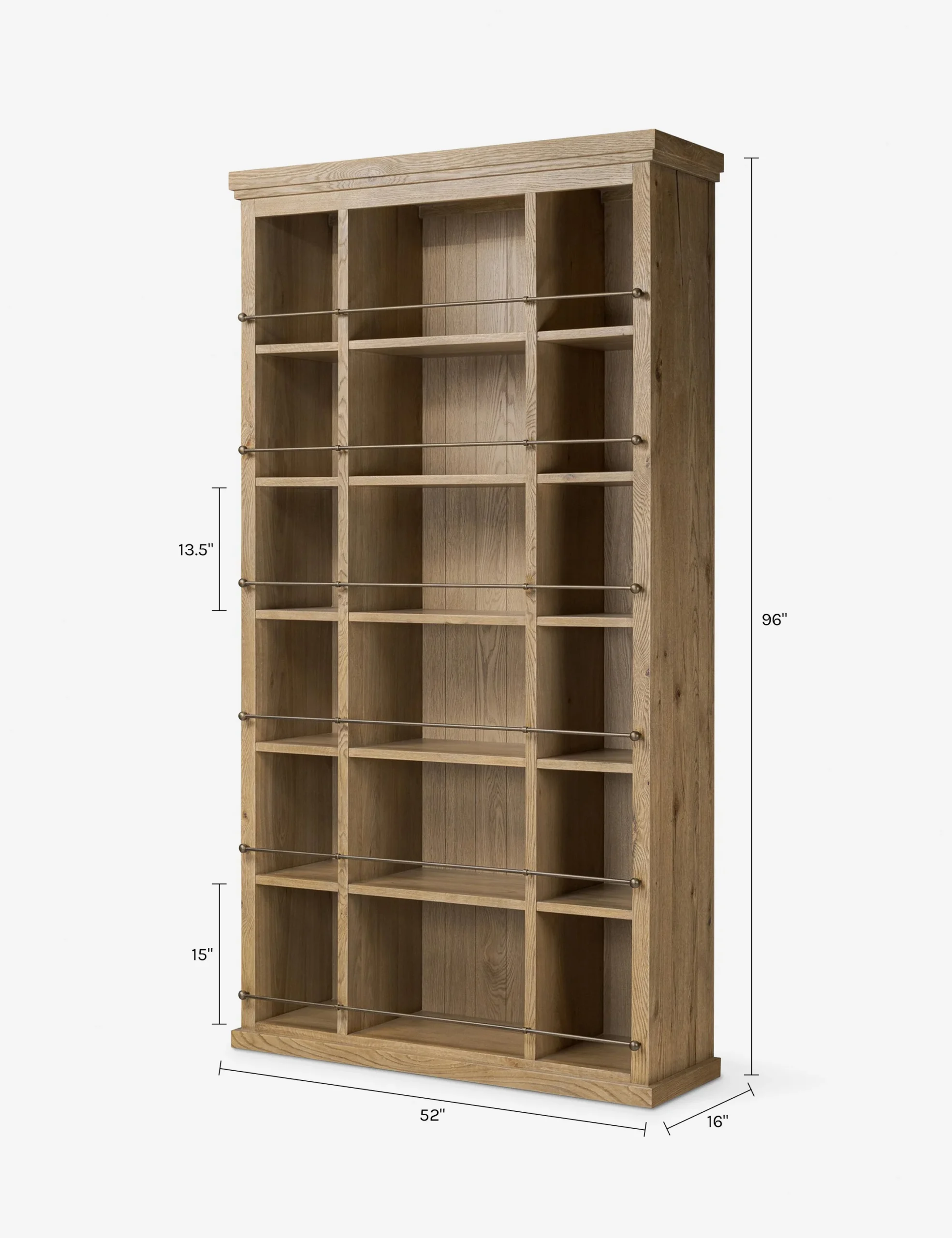 Oracle bookshelf in teak wood with natural brown finish