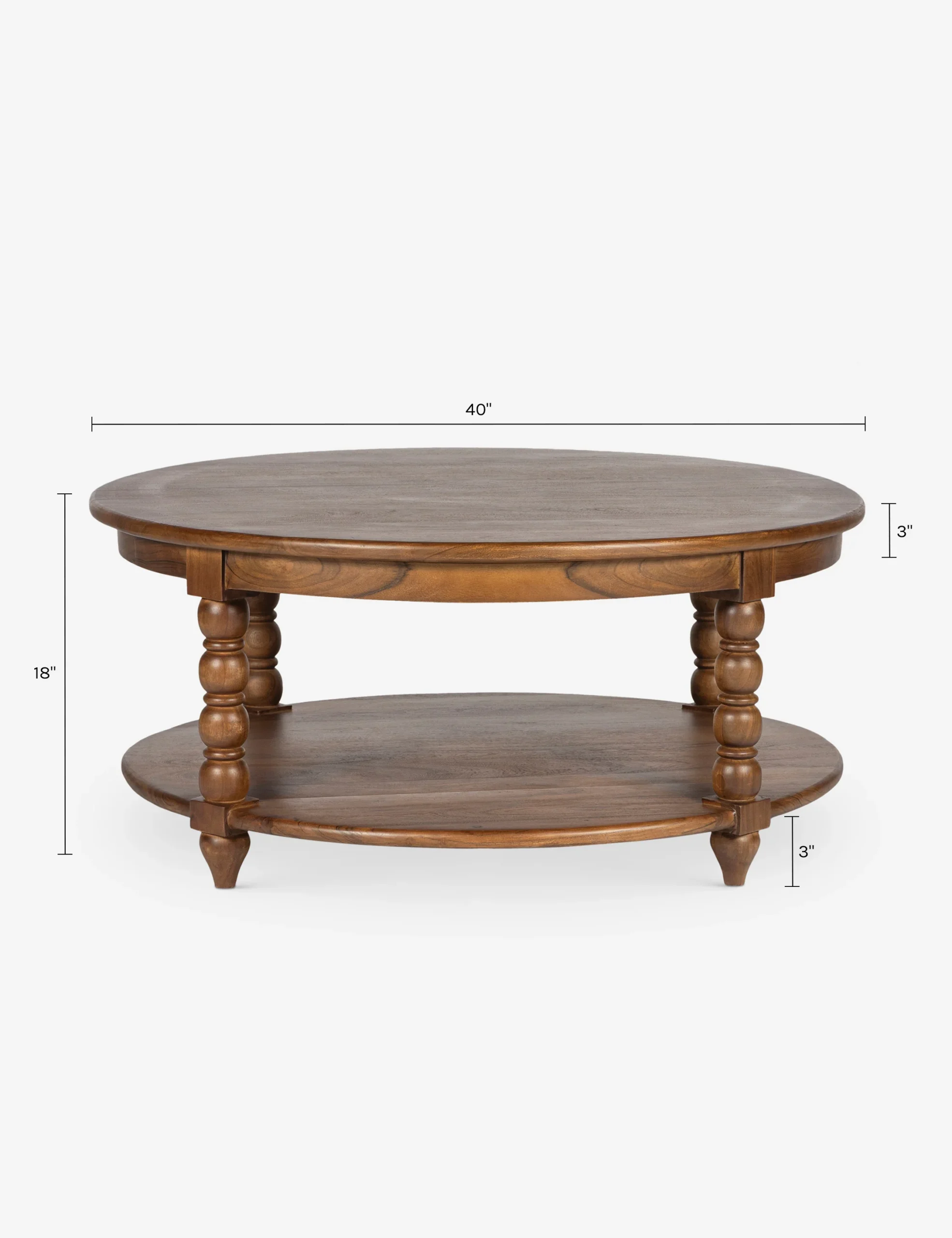 Alder coffee table in teak wood with natural brown finish