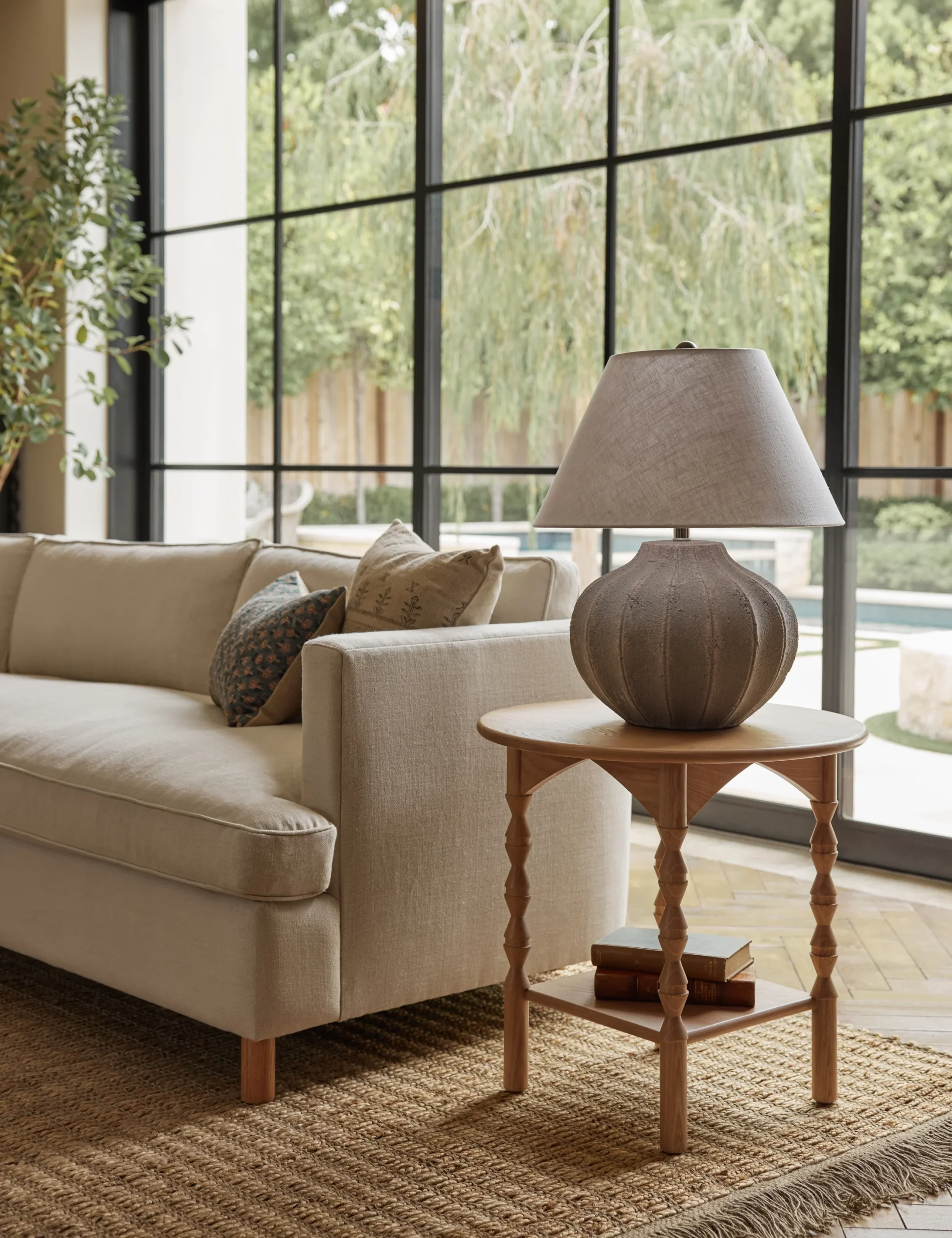 Nook side table in solid teak wood with natural finish