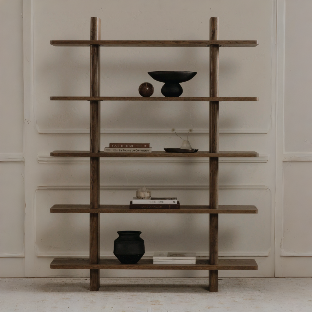Sylvan bookshelf in teak wood with natural brown finish